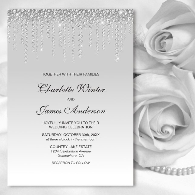 Invitation Élégant Mariage de diamants d'argent (Créateur téléchargé)