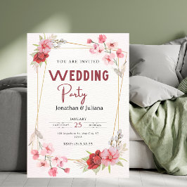 Invitation Élégant mariage de fête fleur rose clair moderne