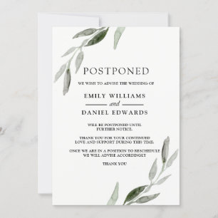 Invitation Élégant Mariage de feuille verte reportée Faire-pa