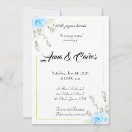 Invitation Elégant mariage de fleurs Blue Pansy Invit