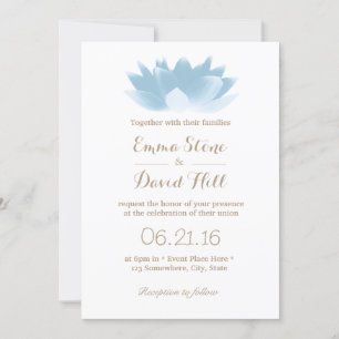 Invitation Élégant Mariage de fleurs Lotus Bleu Lumière