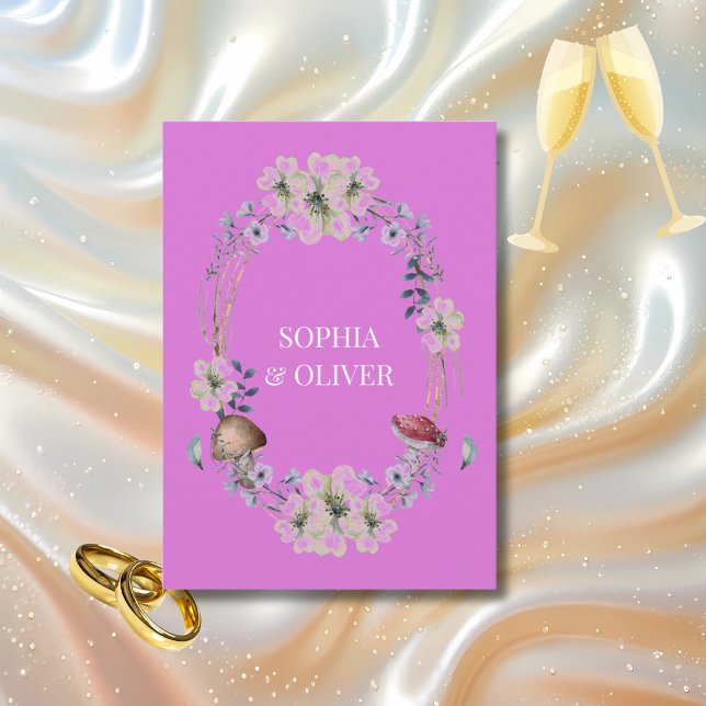 Invitation Élégant Mariage de fleurs violettes et de champign (Créateur téléchargé)