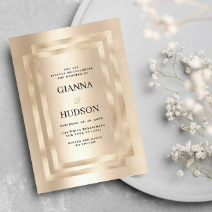 Invitation Elégant mariage de glamour au champagne géométriqu