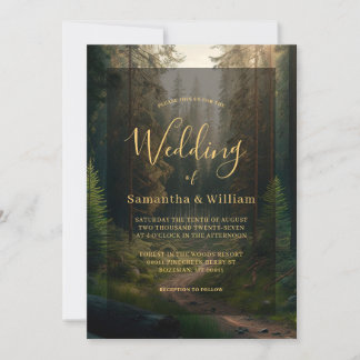 Invitation Élégant Mariage de la forêt de pins