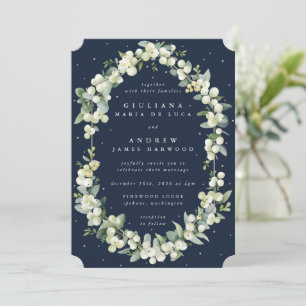Invitation Elégant Mariage de la marine noire Snowberry+Eucal