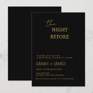 Invitation Élégant Mariage de la répétition Black & Gold
