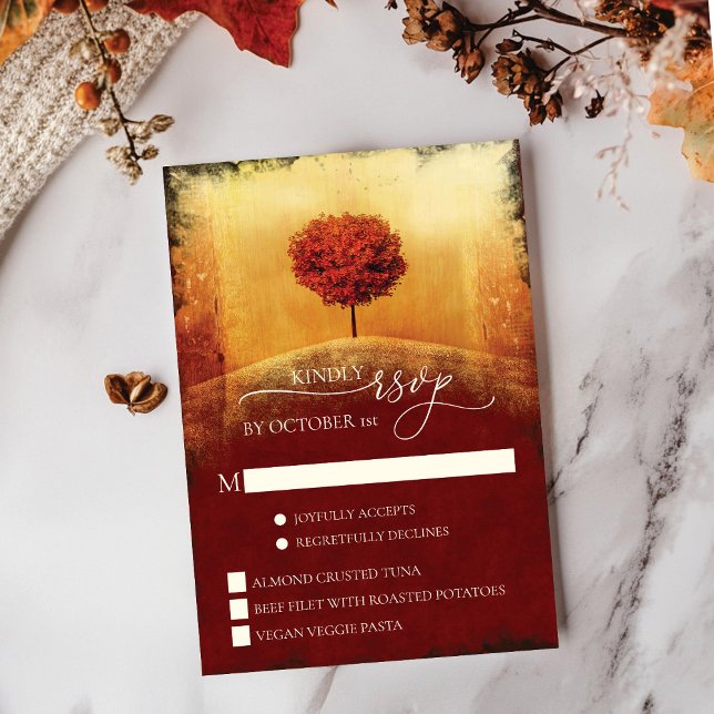 Invitation Elégant mariage de l'arbre d'automne RSVP (Elegant Fall Tree Wedding RSVP)
