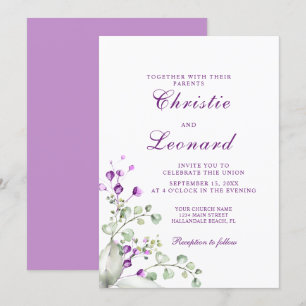 Invitation Élégant Mariage de Lavander violet