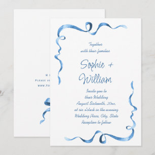 Invitation Élégant Mariage de mâchoire bleu Dusty