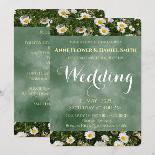Invitation Élégant Mariage de marguerite verte