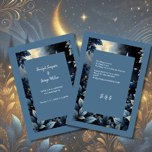 Invitation Élégant Mariage de Midnight Blue et Gold Forest