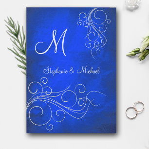 Invitation Élégant Mariage de Monogramme Bleu Clair