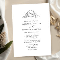 Élégant Mariage de monogramme noir et blanc