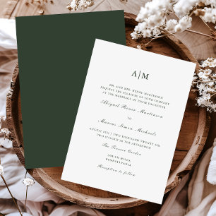 Invitation Élégant Mariage de monogramme vert