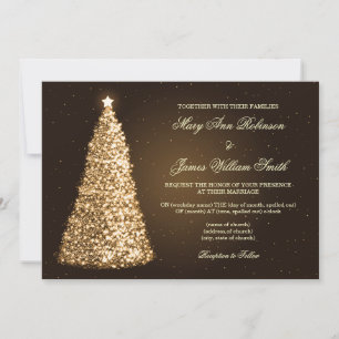 Invitation Élégant Mariage de Noël Sparkle Gold