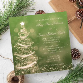 Invitation Élégant Mariage de Noël Vert & Or