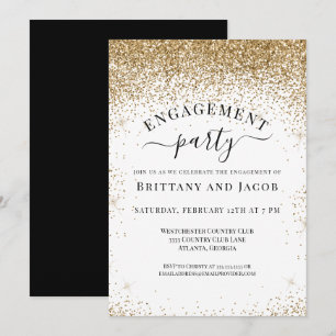 Invitation Elegant Mariage de Parties scintillant d'or