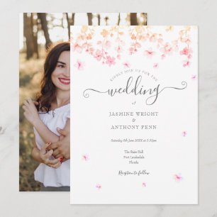 Invitation Élégant Mariage de photos florales en fleurs