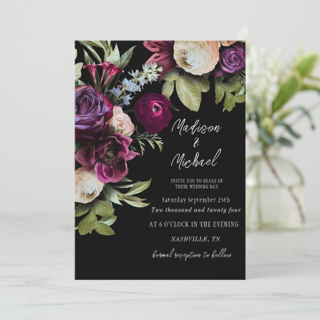 Invitation Élégant Mariage de pivoines florales (Debout devant)