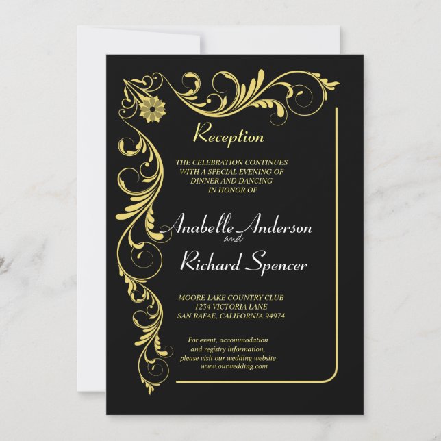 Invitation Élégant Mariage de réception victorien (Devant)