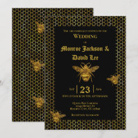 Élégant Mariage de ruche d'abeille en or noir