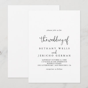 Invitation Élégant Mariage De Script De Calligraphie