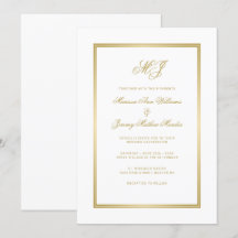 Élégant Mariage de script de monogramme d'or blanc