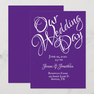 Invitation Élégant Mariage de script violet
