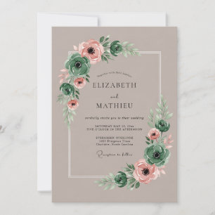 Invitation Élégant mariage de succulentes vert émeraude