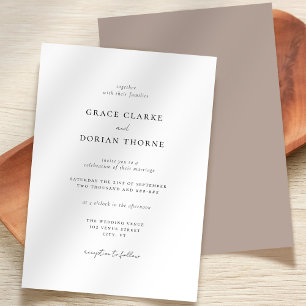 Invitation Élégant Mariage de tonalité Terre neutre minimal s