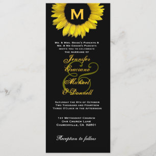 Invitation Élégant Mariage de tournesol jaune et noir