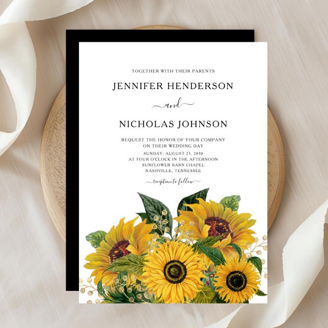 Invitation Élégant Mariage de tournesols floraux (Elegant Floral Sunflowers Wedding Invitation)