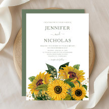 Élégant Mariage de tournesols floraux verts