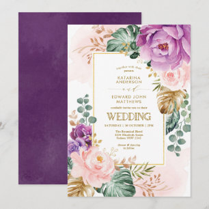 Invitation Élégant Mariage de végétation fleurie tropicale bo