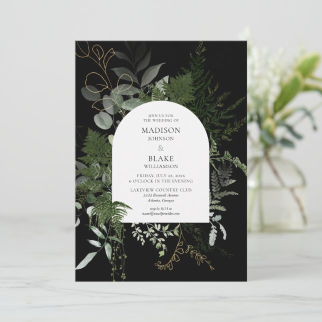 Invitation Élégant Mariage de verdure de la forêt sauvage (Debout devant)