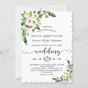 Invitation Élégant Mariage d'écriture manuscrite florale en f