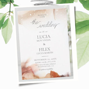 Invitation Elégant Mariage d'encre orange aquarelle