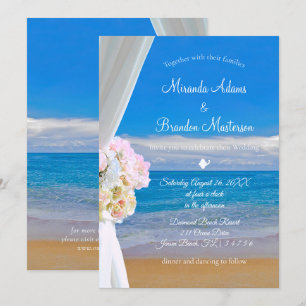 Invitation Élégant Mariage d'été de plage Florale