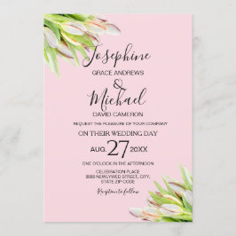 Invitation Élégant Mariage d'été de Tulipe verte rose