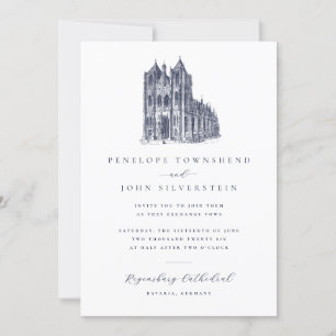Invitation Élégant Mariage d'illustration de la cathédrale Vi