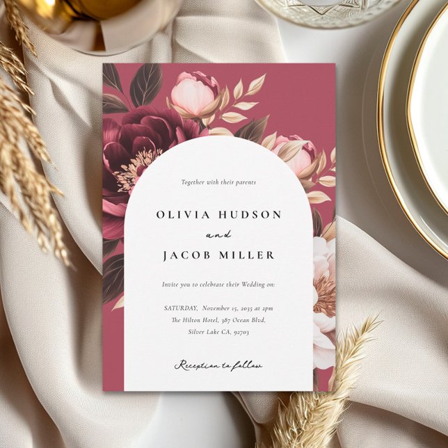 Invitation Élégant Mariage d'or de Bourgogne (Créateur téléchargé)