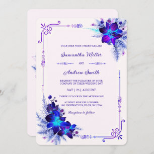 Invitation Elégant Mariage d'orchidée bleu et violet