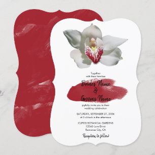 Invitation Elégant mariage d'orchidée bordeaux blanc Invitati