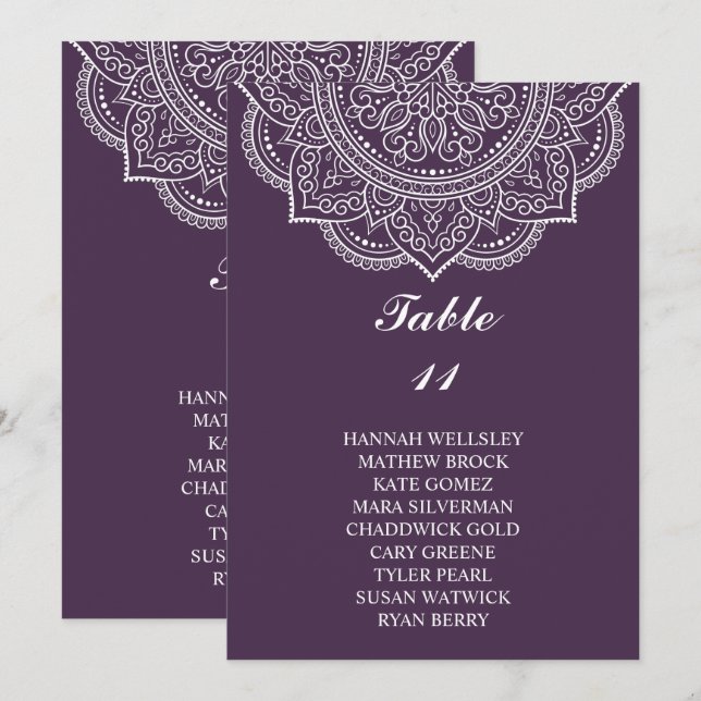 Invitation Élégant Mariage Eggplant Paisley (Devant / Derrière)