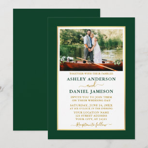 Invitation Élégant Mariage Emerald Green Gold moderne