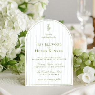 Invitation Elégant Mariage en arc vert et bleu