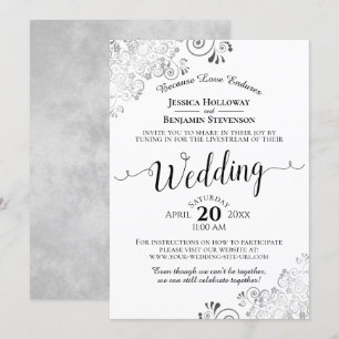 Invitation Elégant Mariage en argent, noir et blanc Livestrea