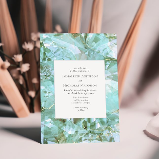 Invitation Elégant Mariage en cristal de verre de mer (Créateur téléchargé)