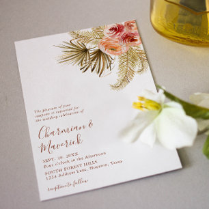Invitation Élégant Mariage en terre cuite de la Pampas Boho