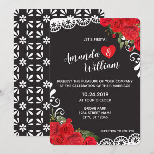Invitation Élégant Mariage espagnol de la Rose rouge et de la